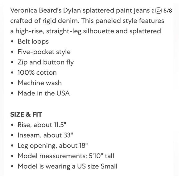 NWOT Veronica Beard Splattered Paint Dylan Jeans Sz 27, $368 B21 - Picture 4 of 10